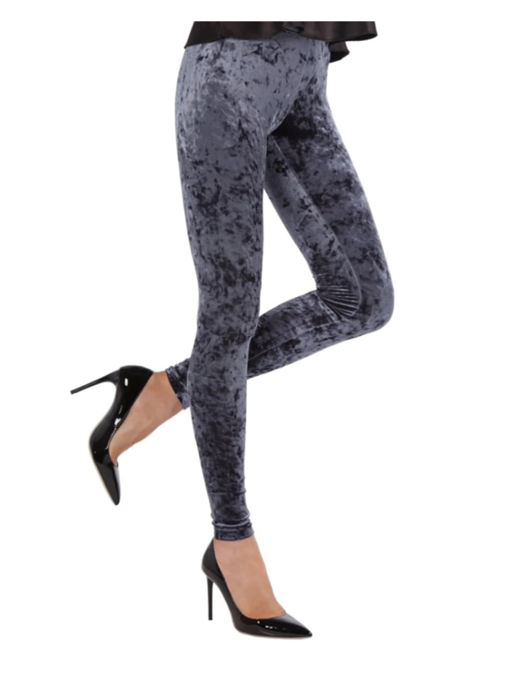 Women Me Moi Leggings S/M Gray Crushed Velvet Fashion
